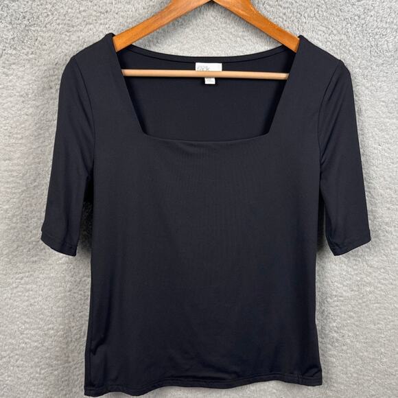 Nordstrom Rack Women's Scuba Double Knit Tee Shirt Deep Square Neck Size M - Picture 1 of 6